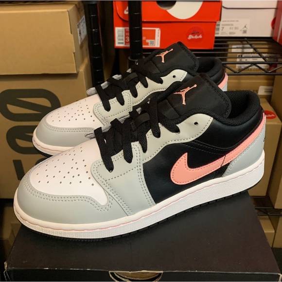Nike Air Jordan 1 Low Black Grey Pink Shoes 553558-062 553560-062 GS Men's Sizes - Picture 10 of 13